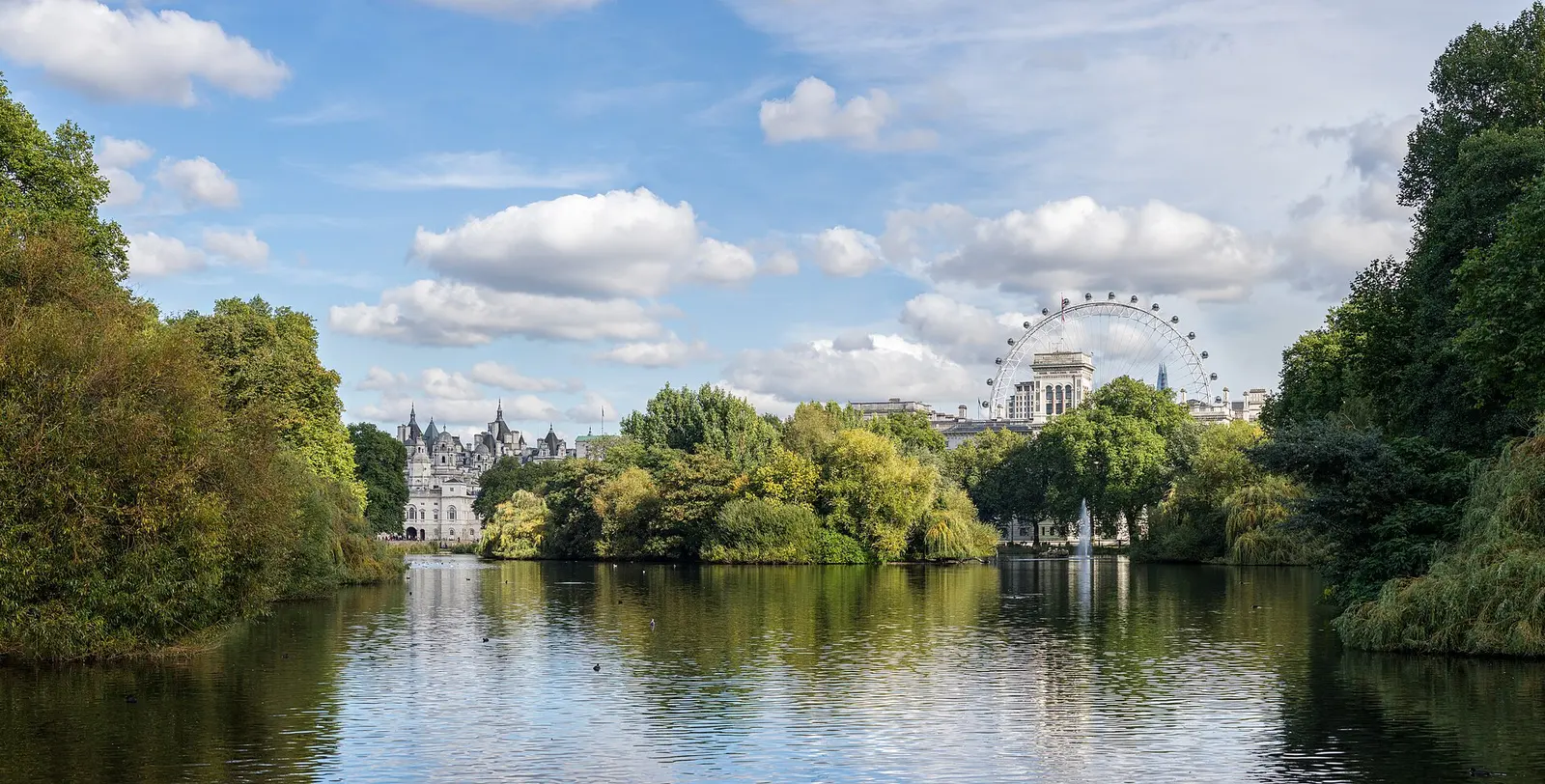The lake in St James's Park from the Blue Bridge