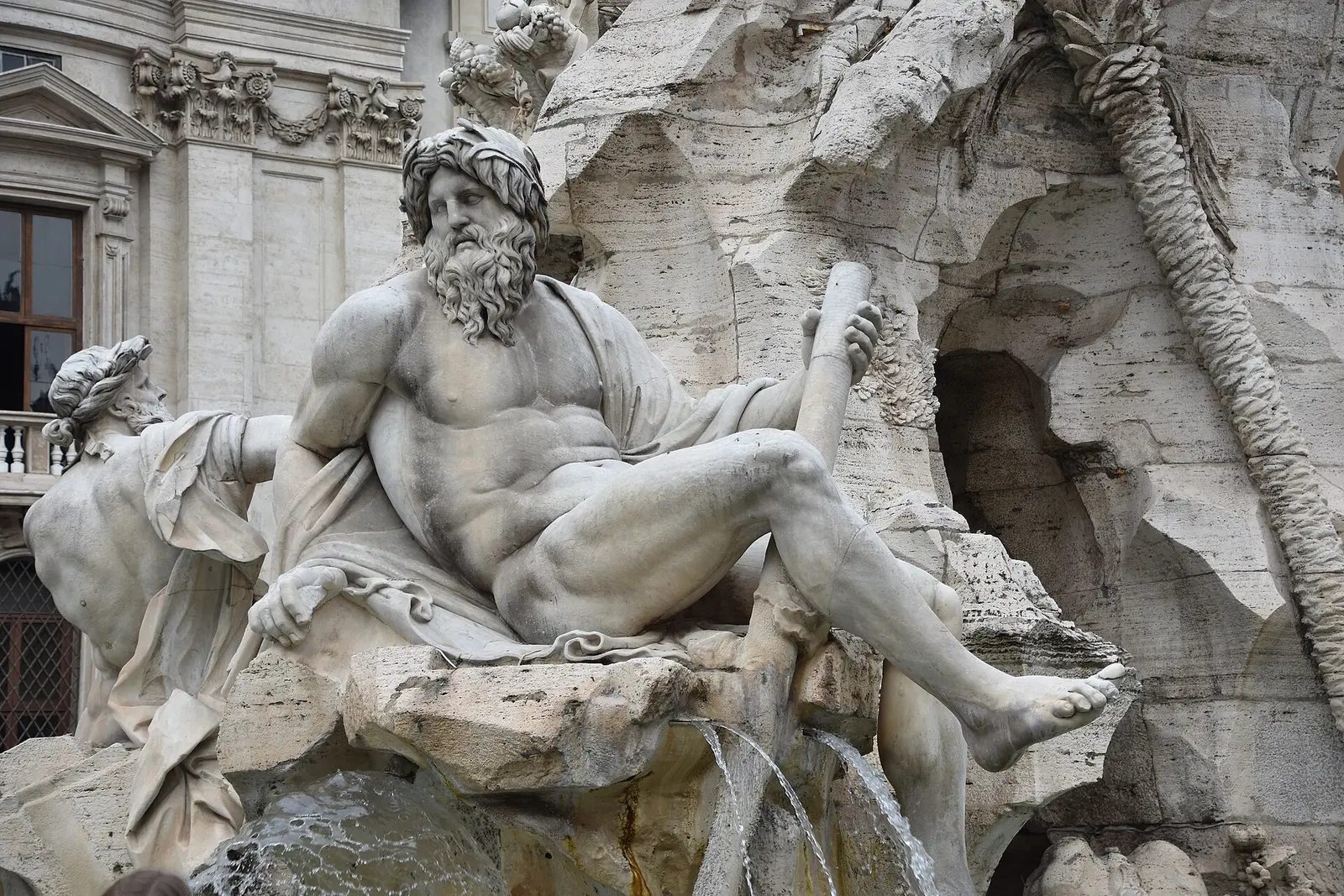 Detail of Bernini's Fountain of the Four Rivers in Piazza Navona