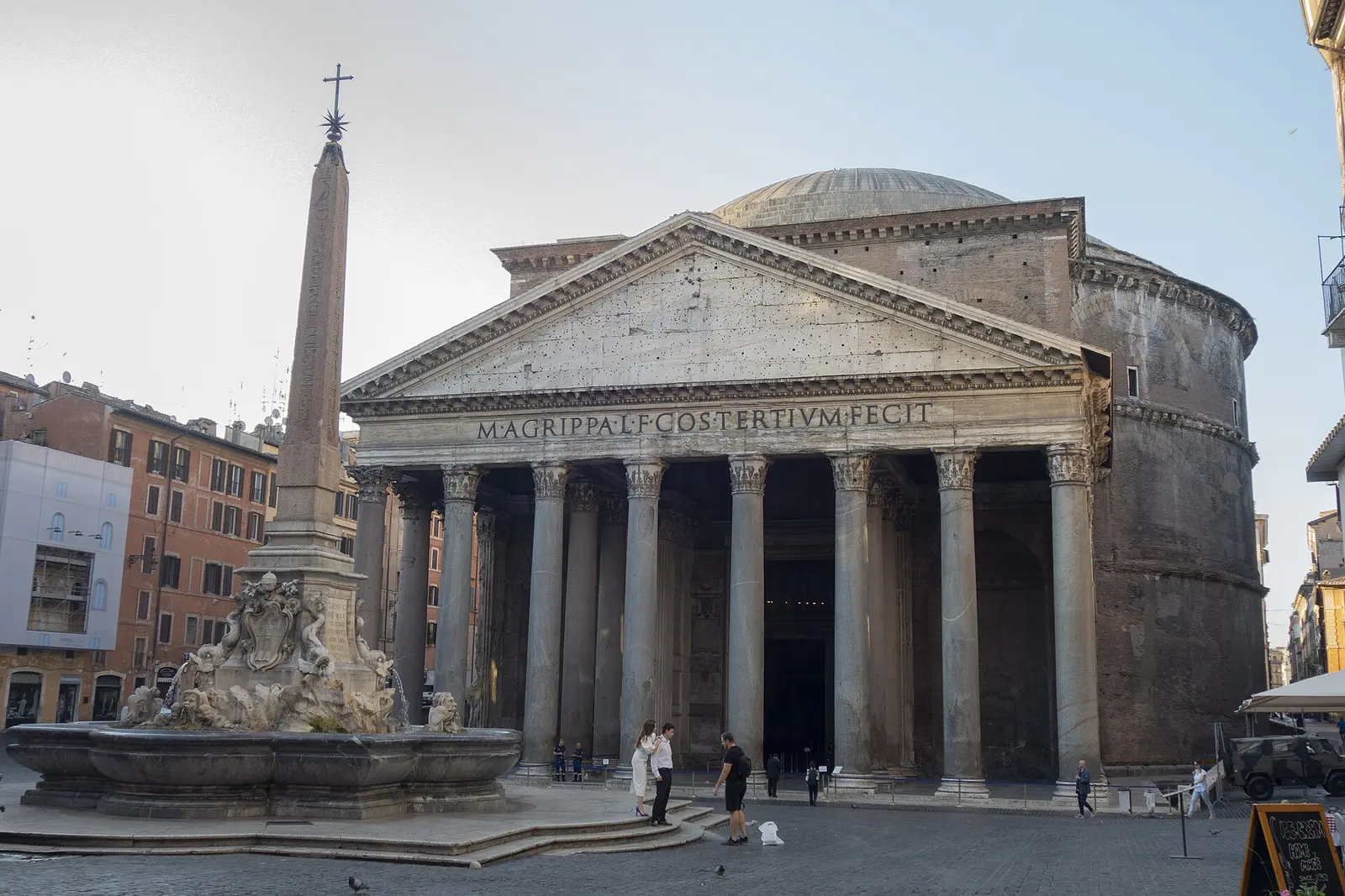 The Pantheon portico on Piazza della Rotonda